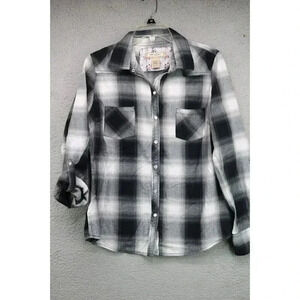 Arizona Jean Co. Women's Pearl Snap Down Top-XL-Roll Tabbed Sleeves-Western
